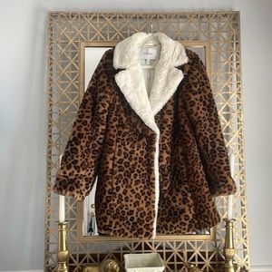 Derek Lam 10 Crosby Leopard print collared jacket with pockets, Size L